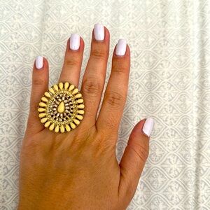 NEW ALDO YELLOW PEARL RING SIZE 6